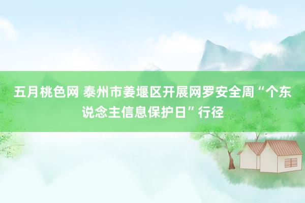 五月桃色网 泰州市姜堰区开展网罗安全周“个东说念主信息保护日”行径