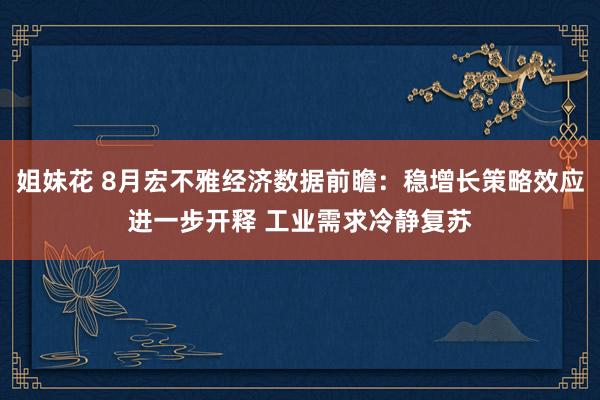 姐妹花 8月宏不雅经济数据前瞻：稳增长策略效应进一步开释 工业需求冷静复苏