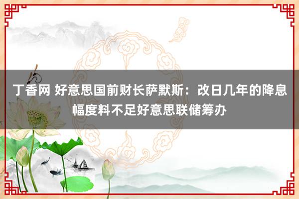 丁香网 好意思国前财长萨默斯：改日几年的降息幅度料不足好意思联储筹办