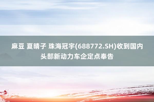 麻豆 夏晴子 珠海冠宇(688772.SH)收到国内头部新动力车企定点奉告