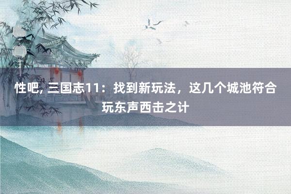 性吧， 三国志11：找到新玩法，这几个城池符合玩东声西击之计