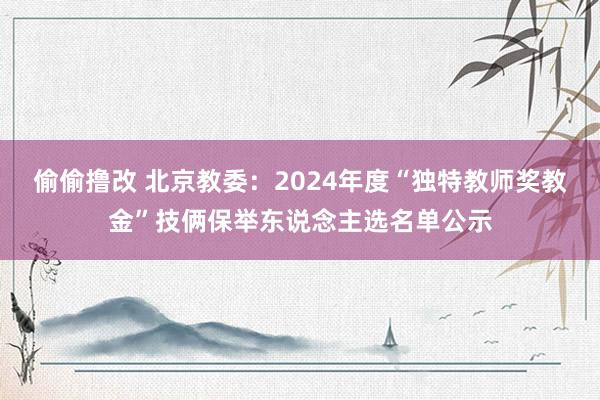 偷偷撸改 北京教委：2024年度“独特教师奖教金”技俩保举东说念主选名单公示