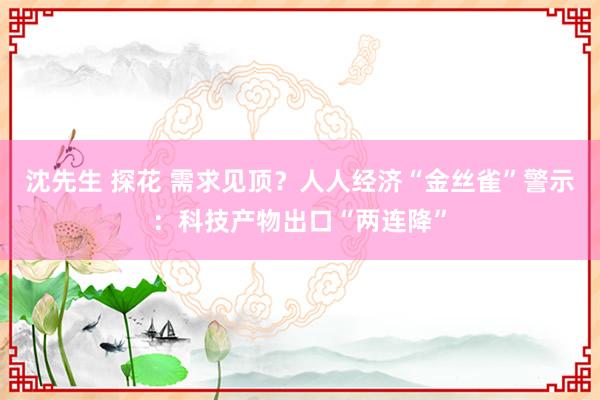 沈先生 探花 需求见顶？人人经济“金丝雀”警示：科技产物出口“两连降”