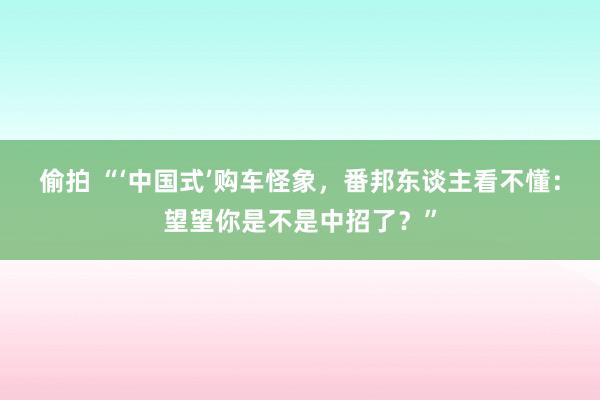 偷拍 “‘中国式’购车怪象，番邦东谈主看不懂：望望你是不是中招了？”