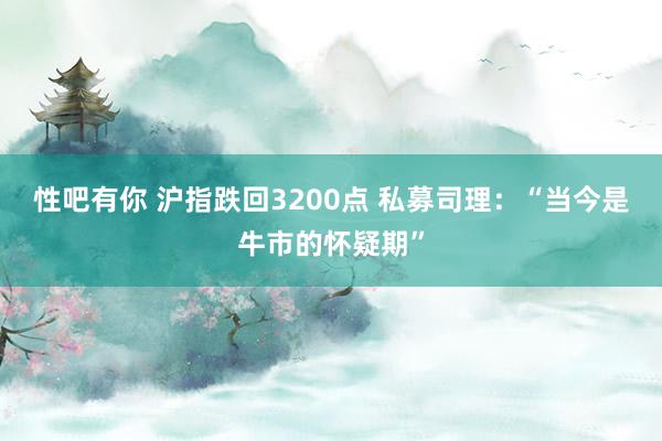 性吧有你 沪指跌回3200点 私募司理：“当今是牛市的怀疑期”