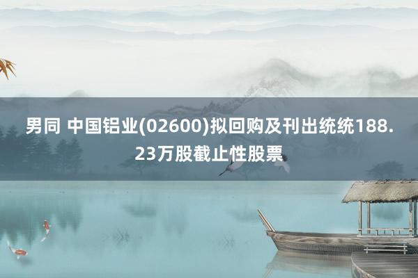 男同 中国铝业(02600)拟回购及刊出统统188.23万股截止性股票