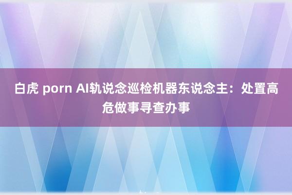 白虎 porn AI轨说念巡检机器东说念主：处置高危做事寻查办事