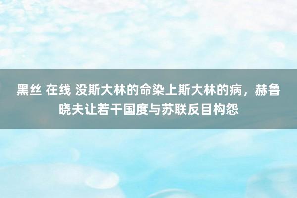 黑丝 在线 没斯大林的命染上斯大林的病，赫鲁晓夫让若干国度与苏联反目构怨