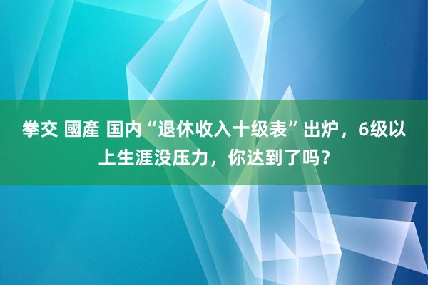 拳交 國產 国内“退休收入十级表”出炉，6级以上生涯没压力，你达到了吗？