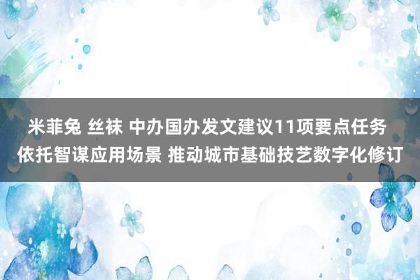 米菲兔 丝袜 中办国办发文建议11项要点任务 依托智谋应用场景 推动城市基础技艺数字化修订