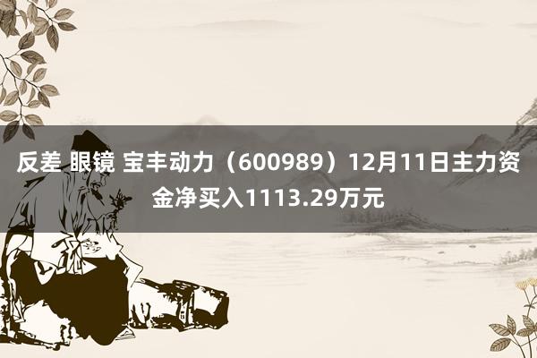 反差 眼镜 宝丰动力（600989）12月11日主力资金净买入1113.29万元