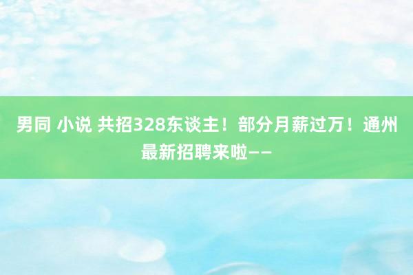 男同 小说 共招328东谈主！部分月薪过万！通州最新招聘来啦——