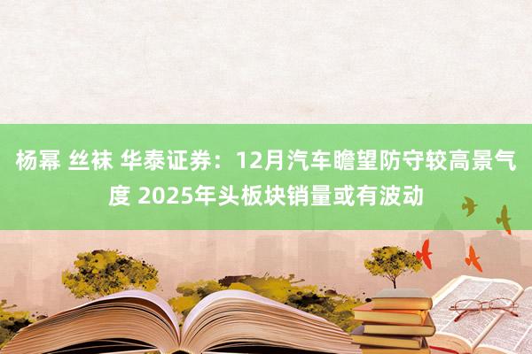 杨幂 丝袜 华泰证券：12月汽车瞻望防守较高景气度 2025年头板块销量或有波动