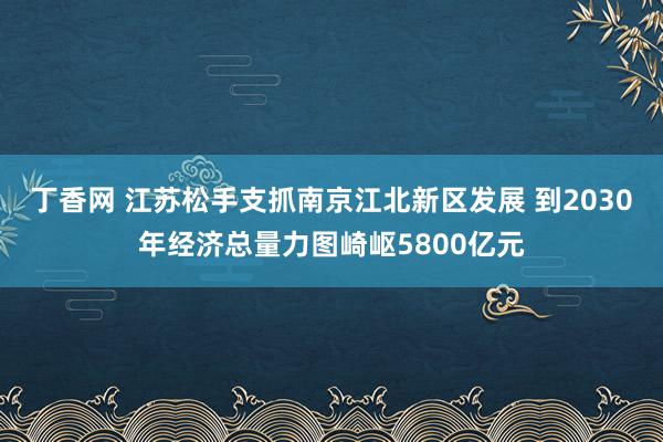 丁香网 江苏松手支抓南京江北新区发展 到2030年经济总量力图崎岖5800亿元